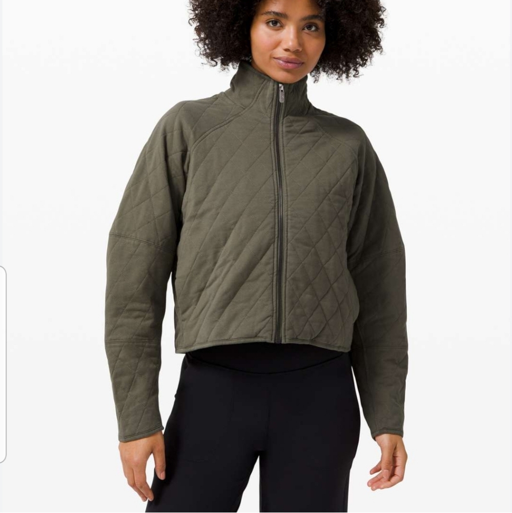 Lululemon Quilted Calm Jacket Army Green Size 4 - Picture 8 of 8